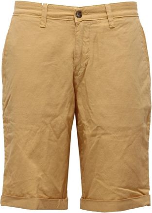 BRIGLIA 1949 Gele Katoen/Linnen Bermuda Shorts - Heren - Korte Broeken - Geel - S - Katoen - Korte Broeken