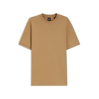 BOSS Structured cotton T-shirt with cuff stripes