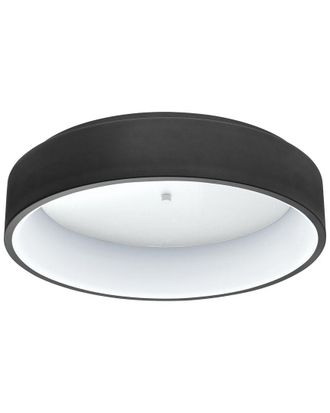 Eglo Eglo Marghera 1 Light Integrated Led Ceiling Light With Black Finish & Black & White Shade, Smoked Diffuser