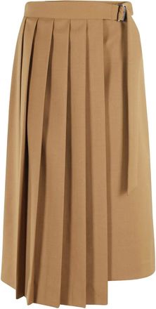 Tela Gonna plissettata asimmetrica - Marrone