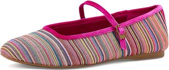 Birdies Hummingbird Mary Jane Grosgrain Womens Dress Flat Shoes Hot Pink Stripe Grosgrain : 7.5 M, Leather/Polyester/Rubber