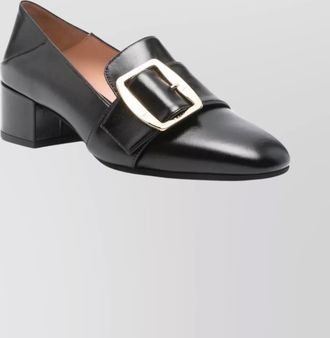 Bally almond toe loafers block heel
