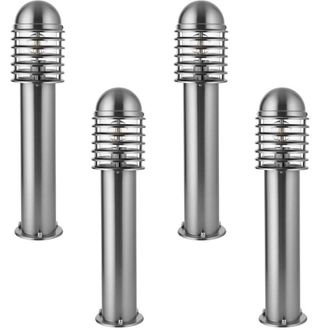 Loops 4 PACK Outdoor Post Bollard Light Polished Steel Vandal Proof External Pathway in Metallics