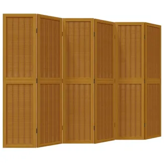 Berkfield Home Room Divider 6 Panels Brown Solid Wood Paulownia
