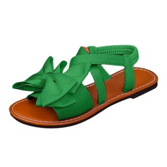 Generic 2026 Women Slippers Womens Bow Knot Open Toe Comfy Flat Sandals Summer Slip Ons (Green, 6.5)