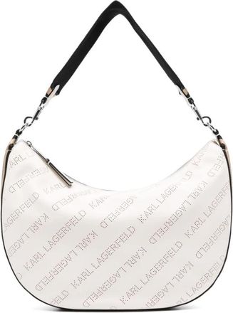 Karl Lagerfeld Schoudertas met geperforeerd logo - Dames - Schoudertassen - Wit - ONE Size - Polyester - Tassen