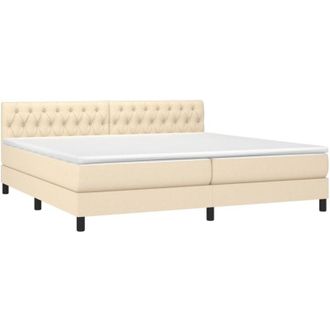vidaXL Vidaxl - Cama Box Spring Con Colch&oacute;n Tela Color Crema 200x200 Cm