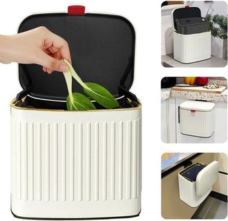 OEM Cubo De Compost Y Basura 2 En 1 Para Montaje En Pared, 4 Litros, Blanco, Para Instalaci&oacute;n Bajo El Fregadero O En Un Armario - Dise&ntilde;o Compacto Y Discre
