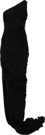 Rick Owens draped one-shoulder maxi dress - women - Cotton - 40 - Black