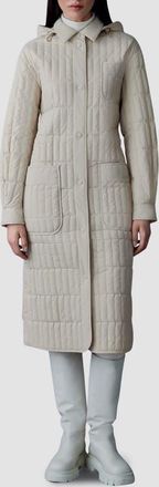 Mackage Tadoka Down & Feather Long Hooded Coat in Trench at Nordstrom, Size X-Small