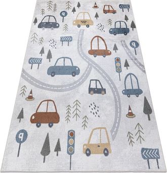 RugsX Rugsx - Alfombra Bono 8436 Carros, Calle Crema / Gris Claro Multicolour 120x170 Cm