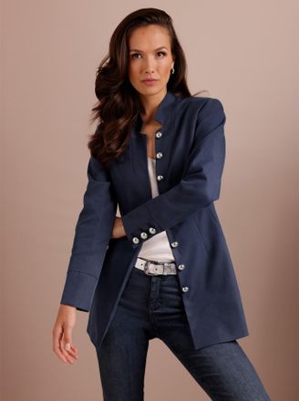 Cr&eacute;ation L Longblazer CREATION L PREMIUM Lyocell-Mix-Longblazer, Damen, Gr. 36, marine, 63% Lyocell, 37% Polyester, Blazer Longblazer