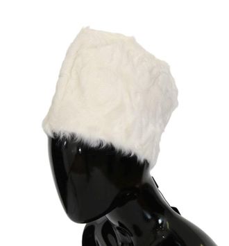 Dolce & Gabbana Womens White Xiangao Lamb Fur Beanie Accessory