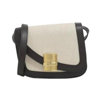 Ferragamo Pre-owned Fiamma Small Canvas Calf Shoulder Bag - Dames - Pre-owned - Beige - Maat: ONE Size Leer