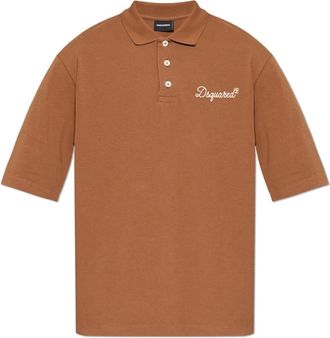 Dsquared2 Polo Met Geborduurd Logo - Heren - Polos - Bruin - S - Katoen - Tops