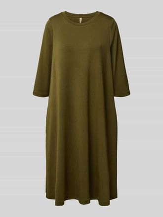 Soyaconcept Knielanges Kleid mit Rundhalsausschnitt Modell BANU in Oliv, Größe XS