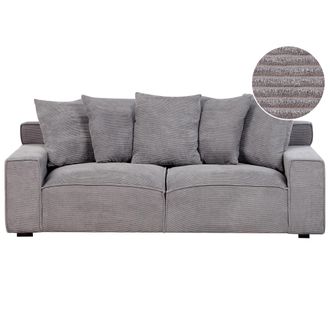 Beliani Sof&aacute; De 3 Plazas De Pana Gris Oscuro C&oacute;modo Moderno Retro Sala De Estar Viskan