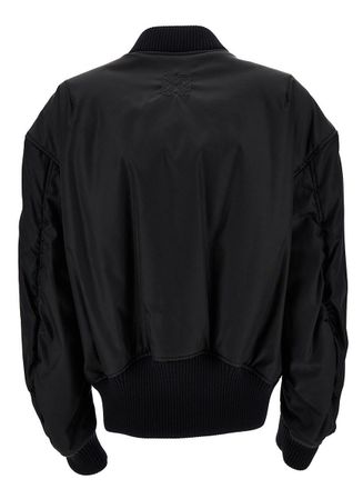 Off-white Blak Bomber Jacket With Tonal Logo Embroidery In Nylon Woman