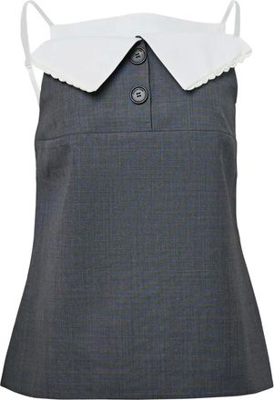 Shushu/Tong fan-shaped turn-down collar top - Grey