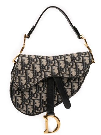 Dior 2018 Mini Oblique Canvas Saddle Bag satchel - women - Canvas - One Size - Blue