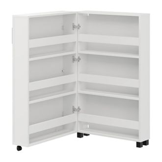 Dmora Zapatero Porvoo, Mueble Para Zapatos 6 Estantes, Una Puerta, Doble Capacidad, Ruedas, 68x33x113h Cm Blanco Mate