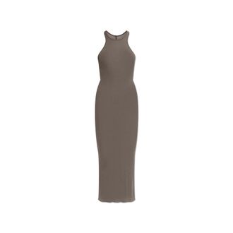 Rick Owens Tank Midi Jurk - Dames - Casual kleedjes - Grijs - M - Leer - Kleedjes