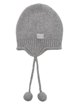 Miu Miu Muts met pompon-detail - Grijs