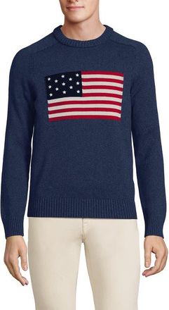 Lands End Classic Cotton Drifter Signal Flags Crew Neck Sweater in Midnight Sky Heather Flag at Nordstrom, Size Xx-Large