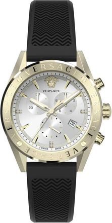 Versace V-Chrono Chronograaf Horloge Zwart Siliconen - Heren - Horloges - Grijs - ONE Size - Accessoires