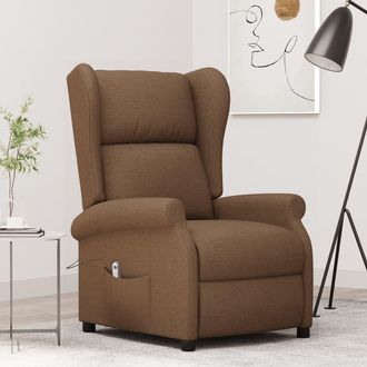 vidaXL Sill&oacute;n Orejero Reclinable El&eacute;ctrico Tela Marr&oacute;n Vidaxl