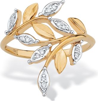Palm Beach Jewelry Diamond Accent 10k Yellow Gold Bypass Leaf Ring