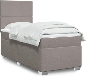 vidaXL Cama Box Spring Con Colch&oacute;n Tela Gris Taupe 90x190 Cm Vidaxl