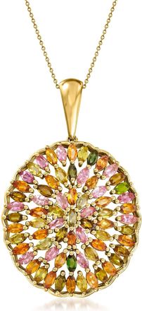 Ross-Simons Multicolored Tourmaline Pendant Necklace in 18kt Gold Over Sterling