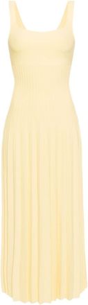Staud Ellison pleated midi dress - women - Viscose/Nylon/Elastane - M - Yellow