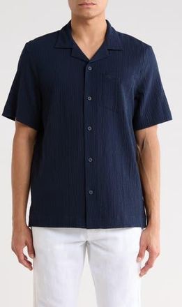 Original Penguin Seersucker Short Sleeve Camp Shirt in Dark Sapphire at Nordstrom Rack, Size Xx-Large