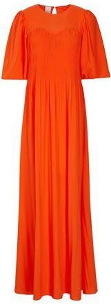 8 by YOOX PUFF-SLEEVE SMOCKED MAXI DRESS