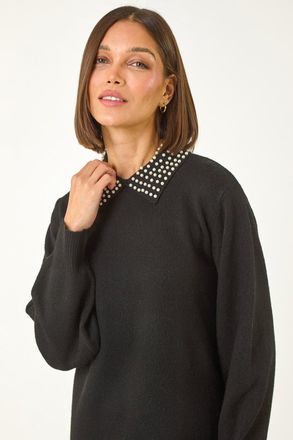Roman Faux Pearl Collar Jumper