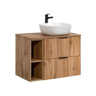 Petits Meubles Mueble lavabo 80 cm 2 nichos estratificado marrón