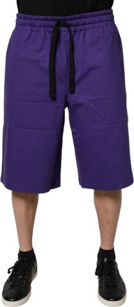 Dolce & Gabbana Mens Casual Drawstring Shorts - Purple Cotton - Size EU 54 (Mens)