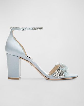 Badgley Mischka Finesse Satin Pumps w/ Crystals