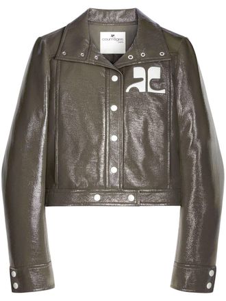 Courr&egrave;ges Reedition Vinyl appliqu&eacute;-logo jacket - Grey