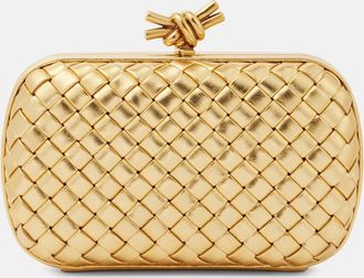 Bottega Veneta Knot Intreccio metallic leather clutch