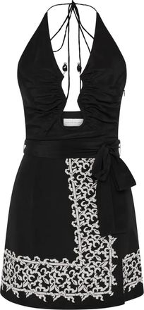 Rebecca Vallance Abito corto Sundia con cintura e ruches - Nero