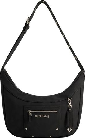 True Religion Suede Zip Top Hobo in Black at Nordstrom
