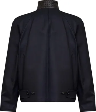 Bottega Veneta Mens Harrington Jacket Blue Cotton Gabardine Bomber