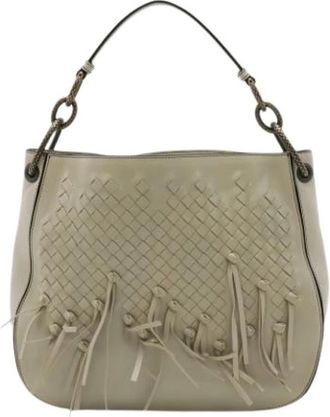 Bottega Veneta Pre-owned Intrecciato Schoudertas - Dames - Vintage Schoudertas - Beige - ONE Size - Leer - Vintage
