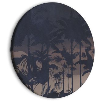 OEM Cuadro Redondo - Atardecer En Un Bosque Ex&oacute;tico - Vegetaci&oacute;n Tropical Al Amparo De La Oscuridad Con El Tel&oacute;n De Fondo De Un Terreno Monta&ntilde;oso/selva No