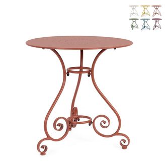 BIZZOTTO Mesa De Exterior Redonda De 70 Cm Con 3 Patas Estilo Shabby Chic Etienne Yes - Rojo