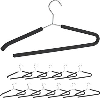 Relaxdays 48 Perchas Ropa Antideslizantes, Para Trajes, Pantalones, Metal Y Goma Eva, 42,5 Cm De Ancho, Negro
