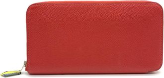 Herm&egrave;s Silkin Red Color Epsom Leather Long Wallet (Bi-Fold) (Pre-Owned)